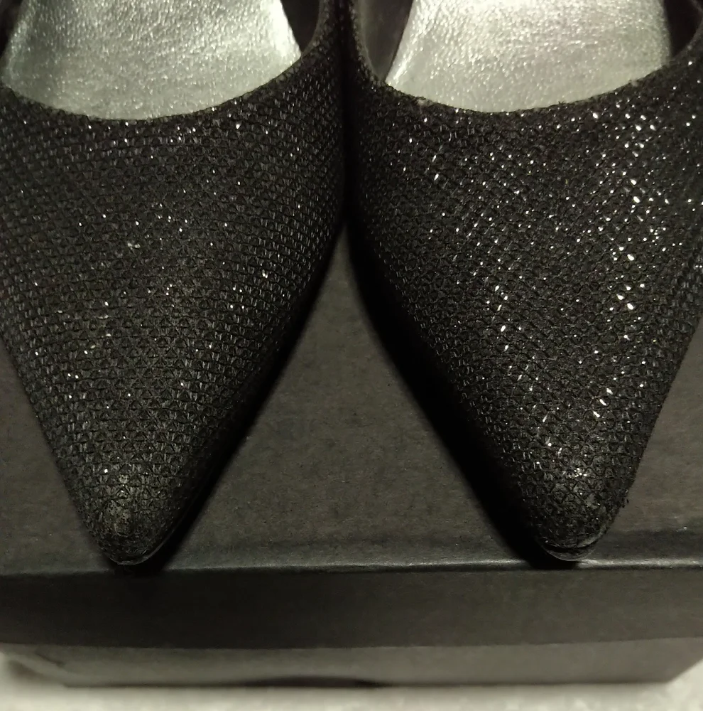 Stuart Weitzman Black Sparkle Pointed Heels Size 7